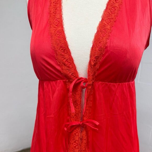 Vintage red lace tie front maxi cardigan cape - Picture 3 of 7